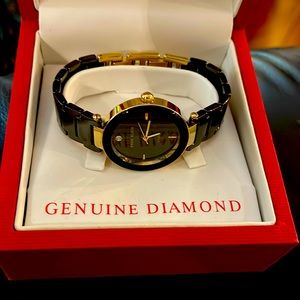 Beautiful New Diamond Anne Klein Gold & Black Watch.  GREAT CHRISTMAS PRESENT